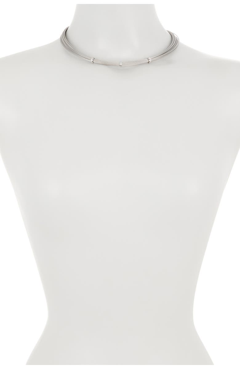 ALOR<sup>®</sup> 18K White Gold Stainless Steel Diamond Accented Station Necklace - 0.14 ctw, Main, color, 