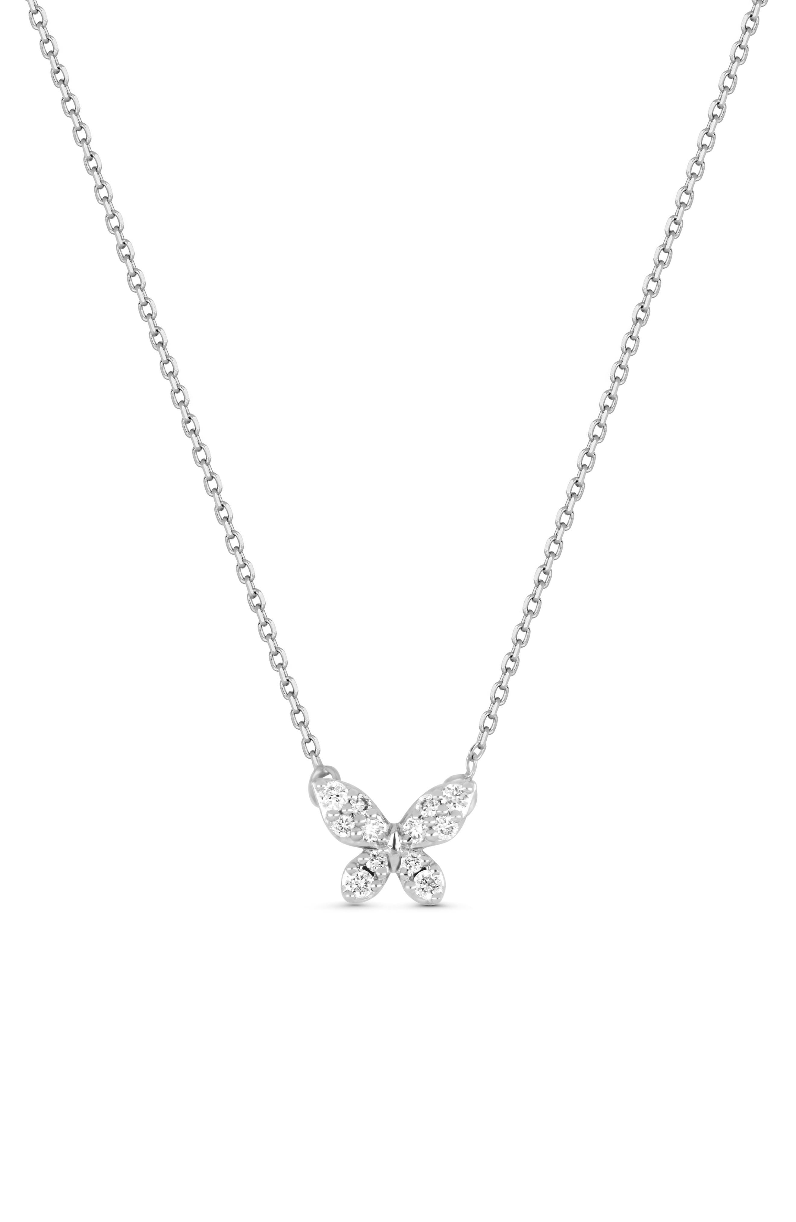 Icon 18k Gold Diamond Small Butterfly Pendant Necklace