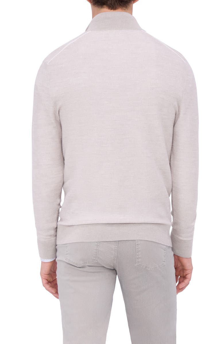 Bugatchi Merino Wool & Silk Bird's Eye Quarter Zip Sweater, Alternate, color, 