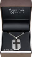 AMERICAN EXCHANGE Men's Cross Dog Tag Pendant Necklace