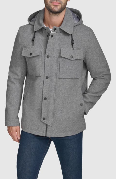Wool Blend Hooded Field Jacket