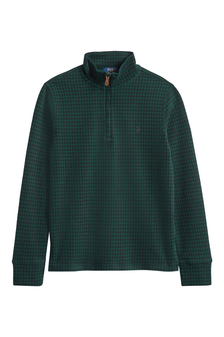 Kids' Estate Plaid Cotton Rib Quarter Zip Pullover, Main, color, MICRO HOLIDAY CHECK