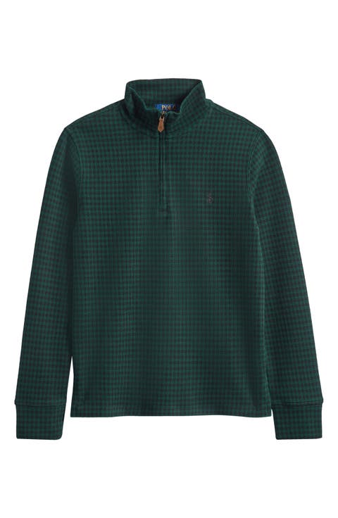 Kids' Estate Plaid Cotton Rib Quarter Zip Pullover