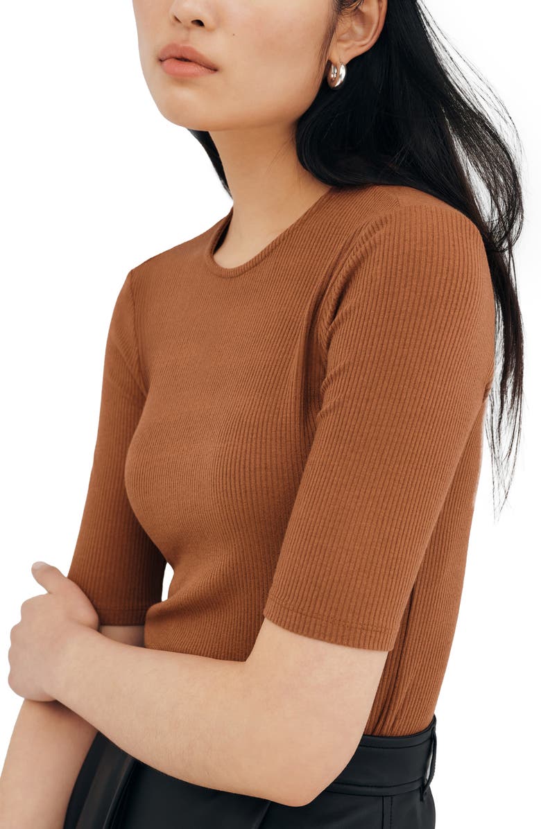 Two Lines by Marcella Seneca Rib Top, Alternate, color, Cinnamon Brown