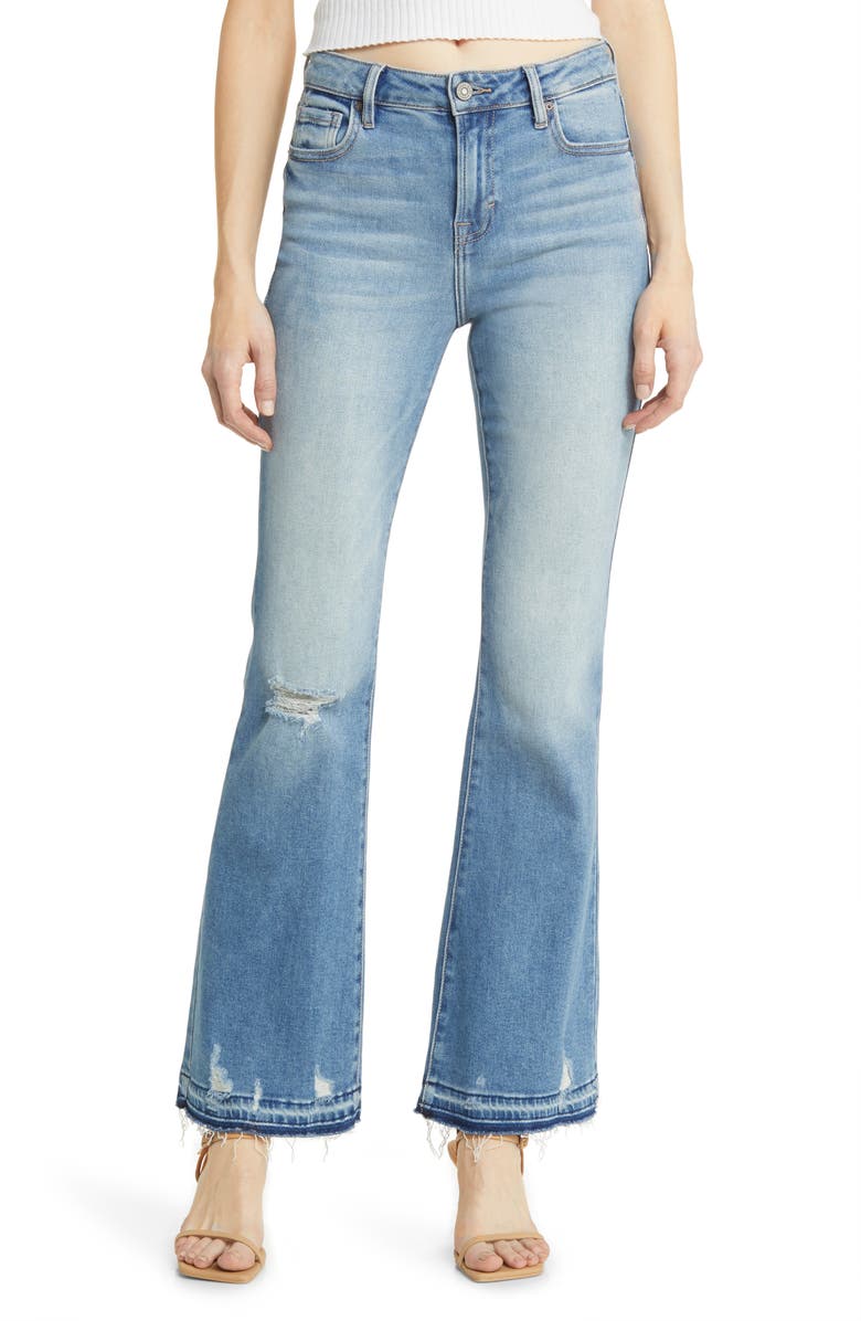HIDDEN JEANS Release Hem Mid Rise Flare Jeans, Main, color,