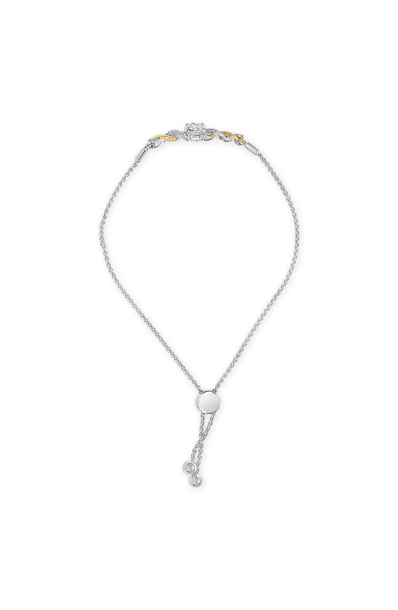 Haus of Brilliance 10K Yellow Gold over Silver Created White Sapphire Twist Bolo Bracelet, Alternate, color, Yellow