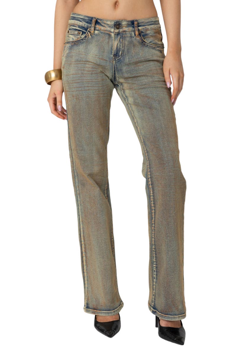 EDIKTED Muddy Wash Bootcut Jeans, Main, color,