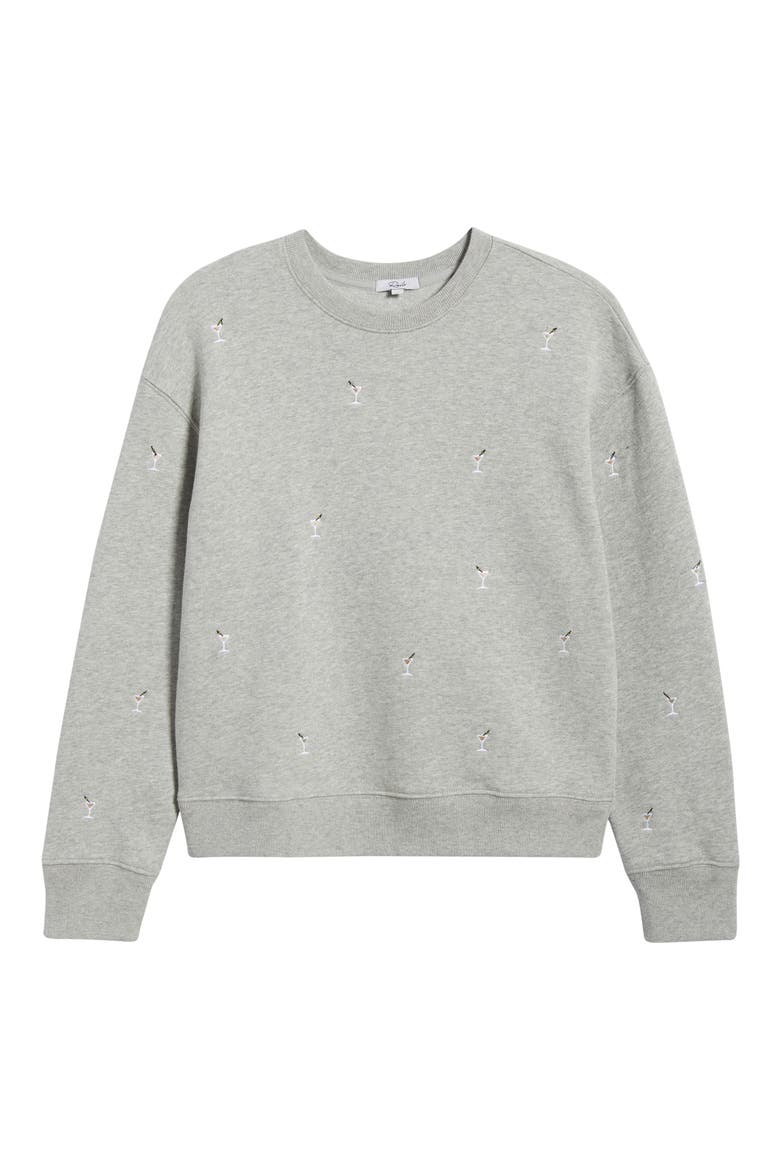 Ramona Martini Embroidered Cotton Sweatshirt, Alternate, color, HEATHER GREY MARTINI
