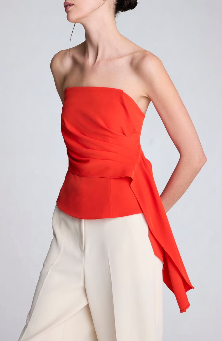 Kenneth Cole Pleated Strapless Top, Alternate, color, Lava Red