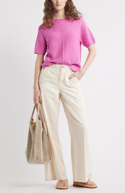 Treasure & Bond Pointelle Short Sleeve Cotton Sweater