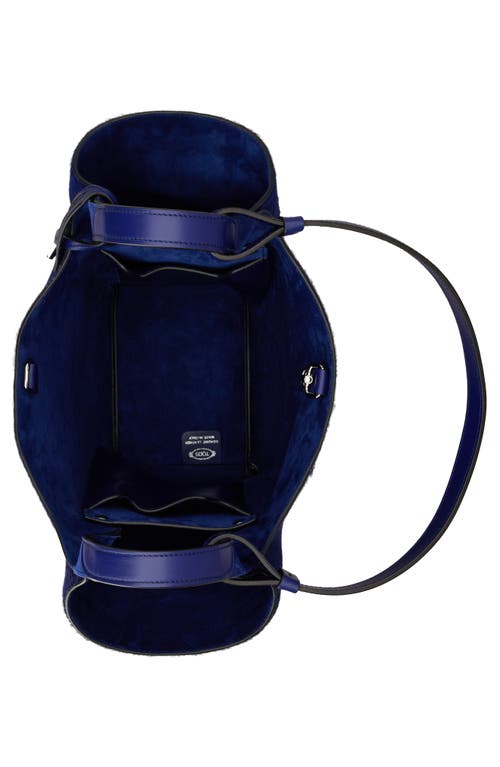 Tod's Small Api Genuine Calf Hair Bucket Bag In Biro/baltic