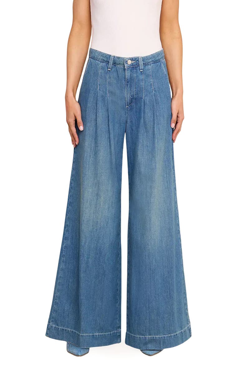 Jayani High Waist Pleated Wide Leg Jeans, Main, color, SARATOGA