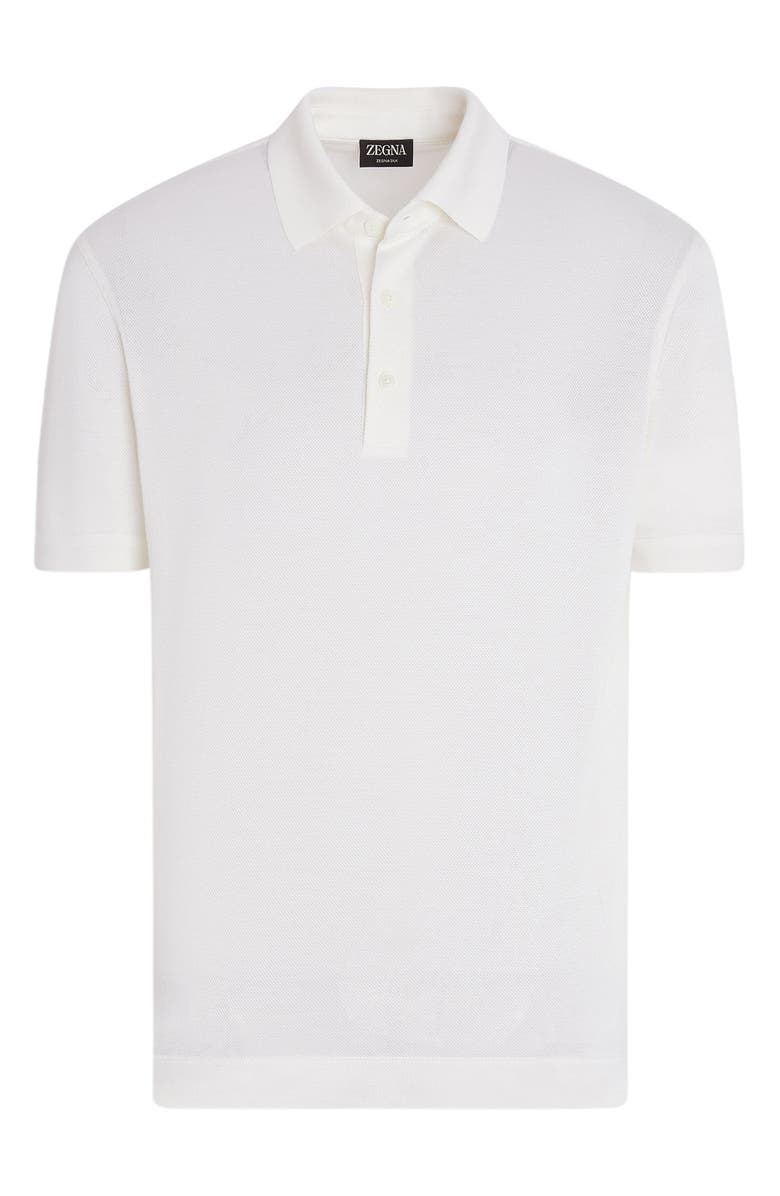 ZEGNA Short Sleeve Silk Bird's Eye Piqué Polo, Main, color, 