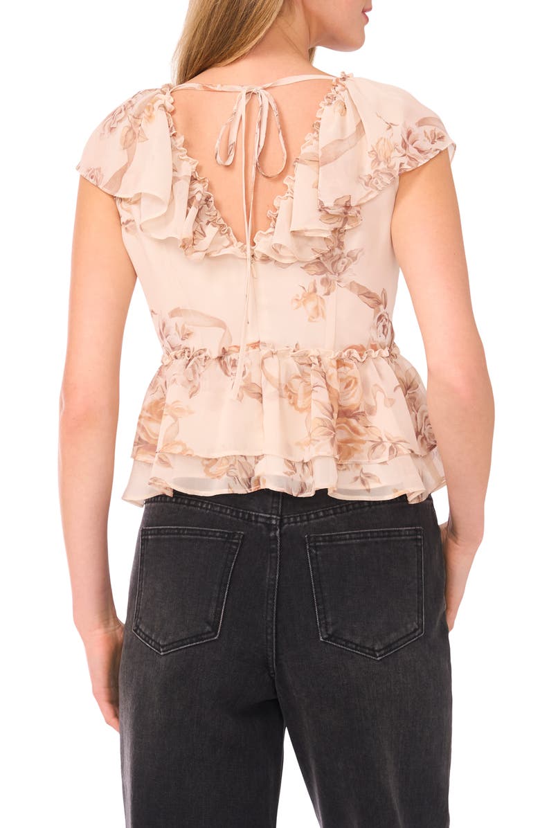 Parker Ruffle Detail Peplum Top, Alternate, color, Birch