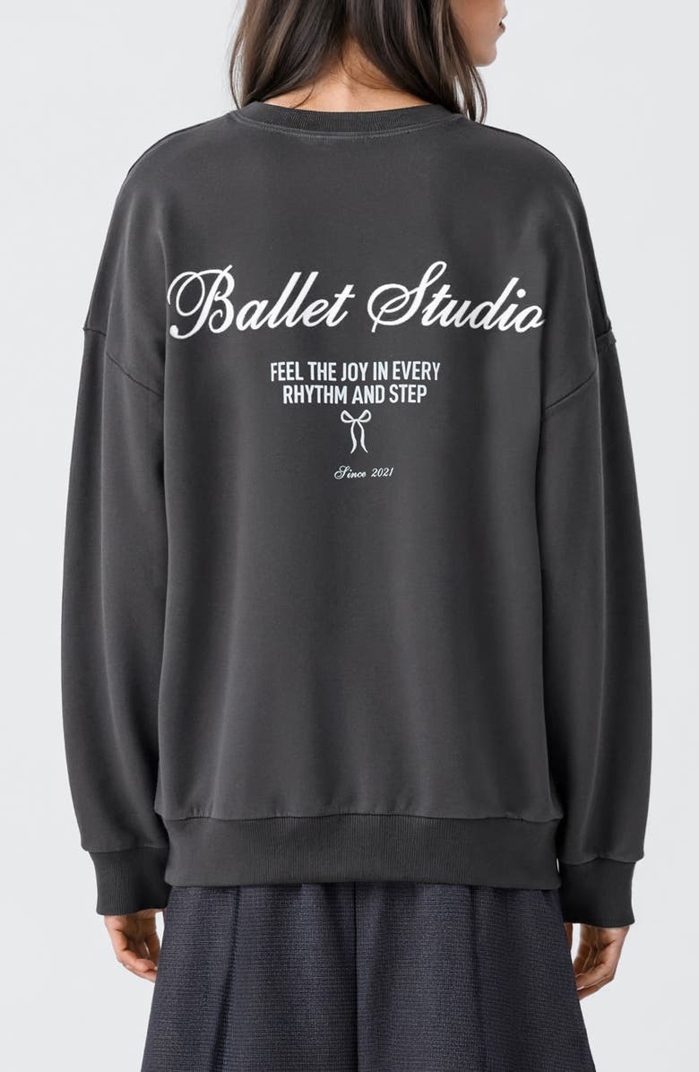 MANGO TEEN Ballet Studio Embroidered Graphic Sweatshirt, Alternate, color, Charcoal