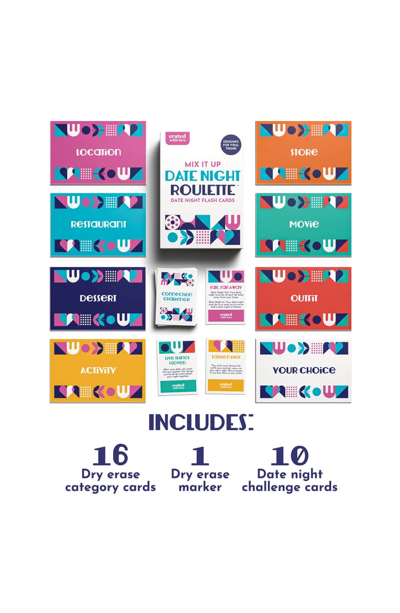 Crated with Love Mix It Up Date Night Roulette with Flash Card Challenges, Alternate, color, Multicolored