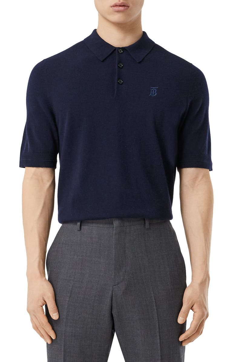 Burberry Burnham TB Monogram Short Sleeve Cashmere Polo, Main, color, 