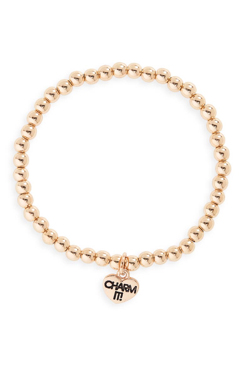 Beaded Stretch Bracelet, Main, color, GOLD