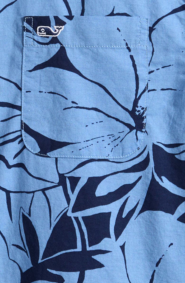 vineyard vines Kids' Floral Short Sleeve Cotton Button-Up Shirt, Alternate, color, 