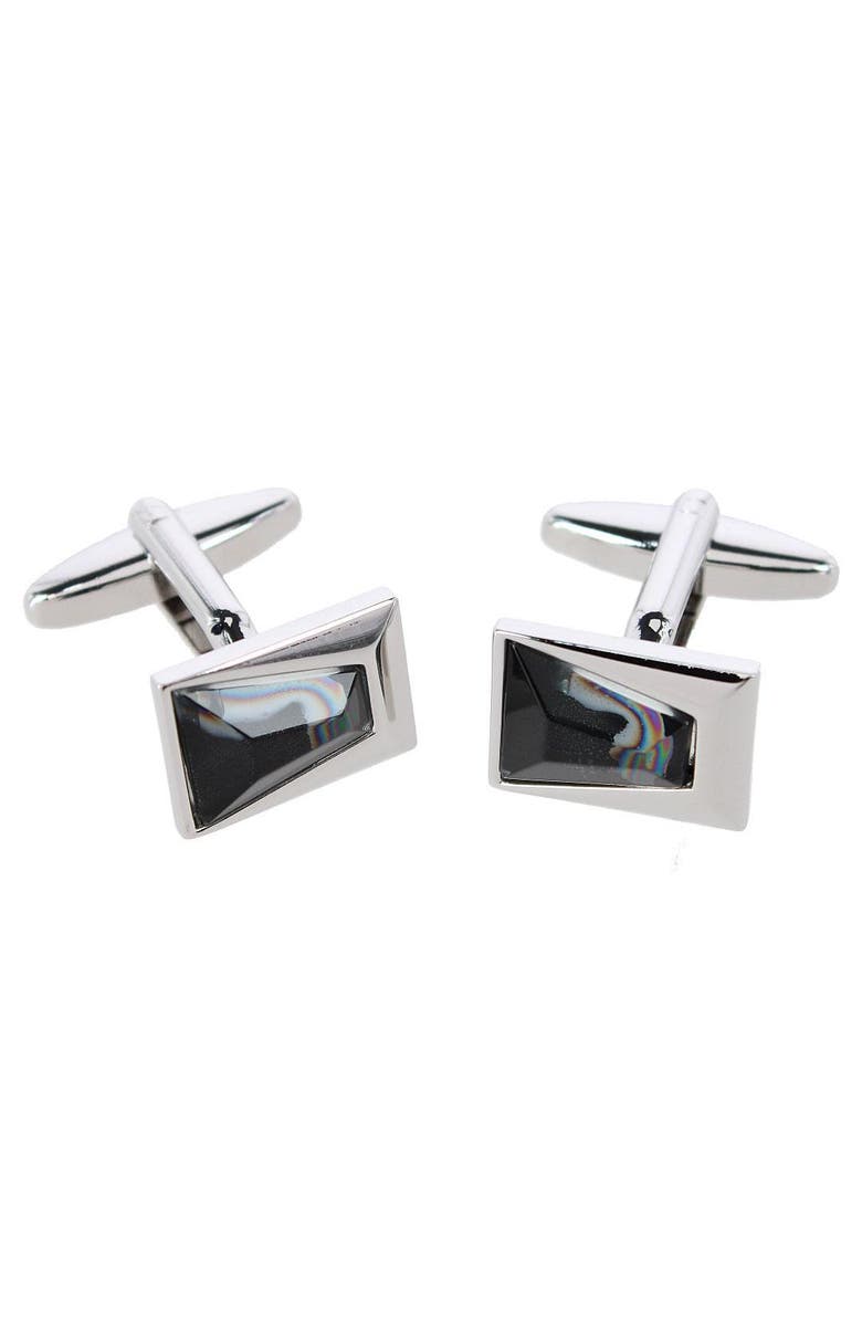 Trafalgar Reginal Rectangular Dapper Stone Cufflinks, Main, color, Black