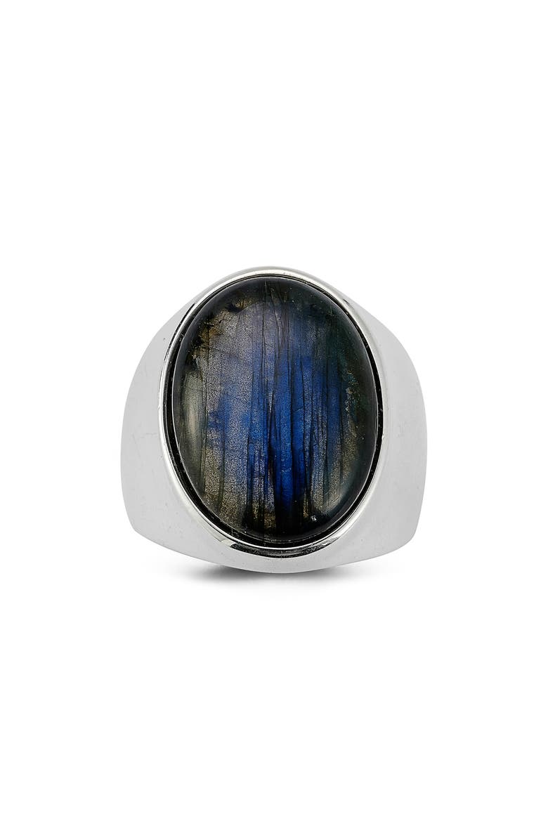 Yield of Men Sterling Silver Labradorite Signet Ring, Alternate, color, Silver
