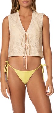 Maaji White Petal Lace Swim Cover-Up Vest
