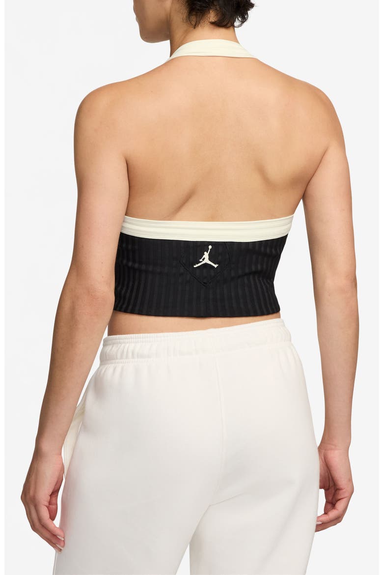 Flight Poolside Rib Crop Halter Top, Alternate, color, BLACK/ SAIL/ SAIL