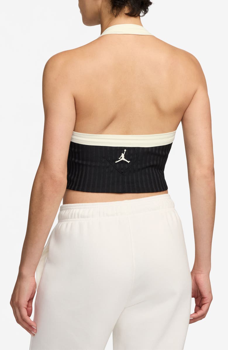 Jordan Flight Poolside Rib Crop Halter Top, Alternate, color, Black/ Sail/ Sail