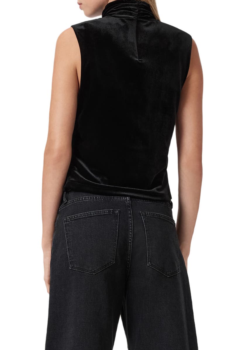 AllSaints Tia Twist Neck Velvet Tank, Alternate, color, Black