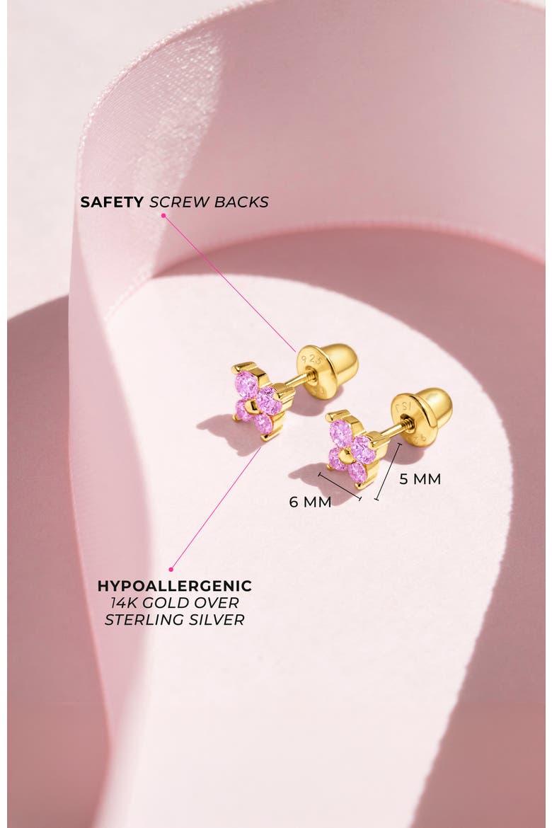 Teenie Tiny Butterfly Plated Earrings, Alternate, color, Pink