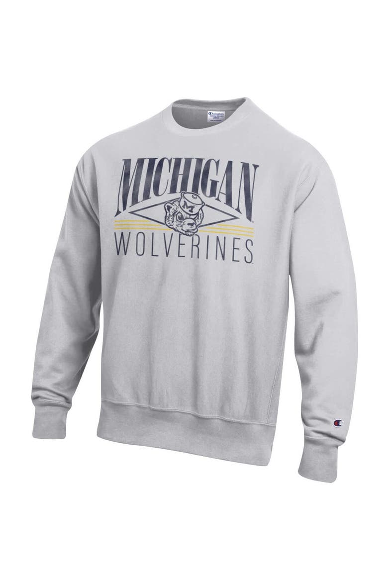 Men's Champion Gray Michigan Wolverines Reverse Weave Fleece Sweatshirt, Alternate, color, Gray
