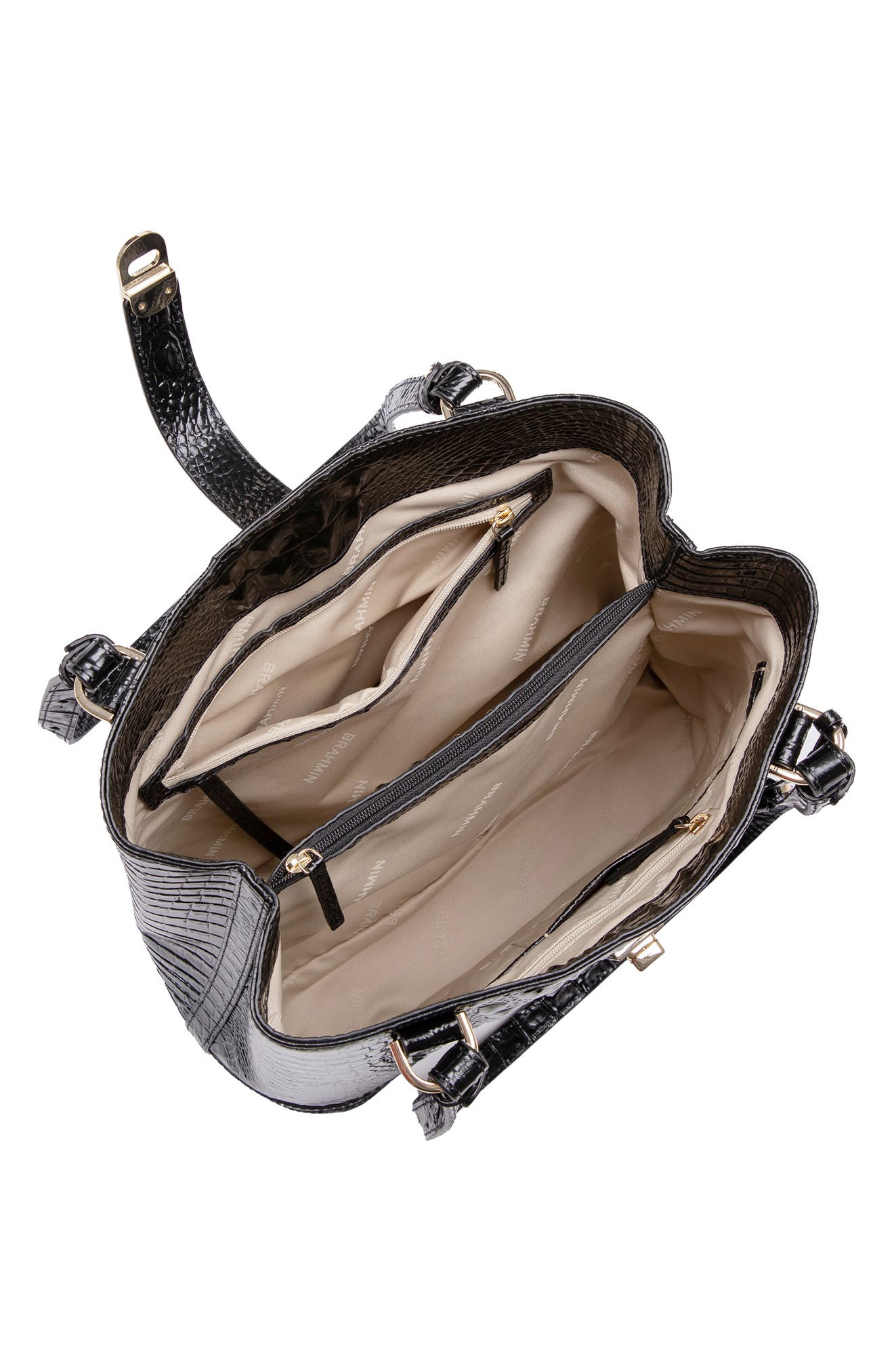 Brahmin Fiora Croc Embossed Leather Shoulder Bag, Alternate, color, 
