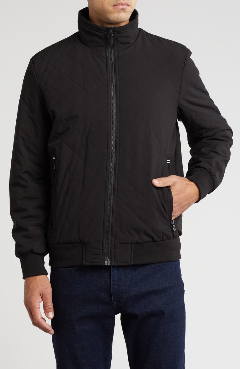 Nautica Diamond Quilted Bomber Jacket, Alternate, color, Black