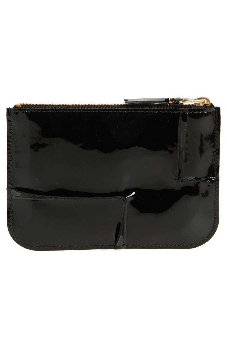 Comme des Garçons Wallets Seam Detail Leather Zip Pouch, Alternate, color,