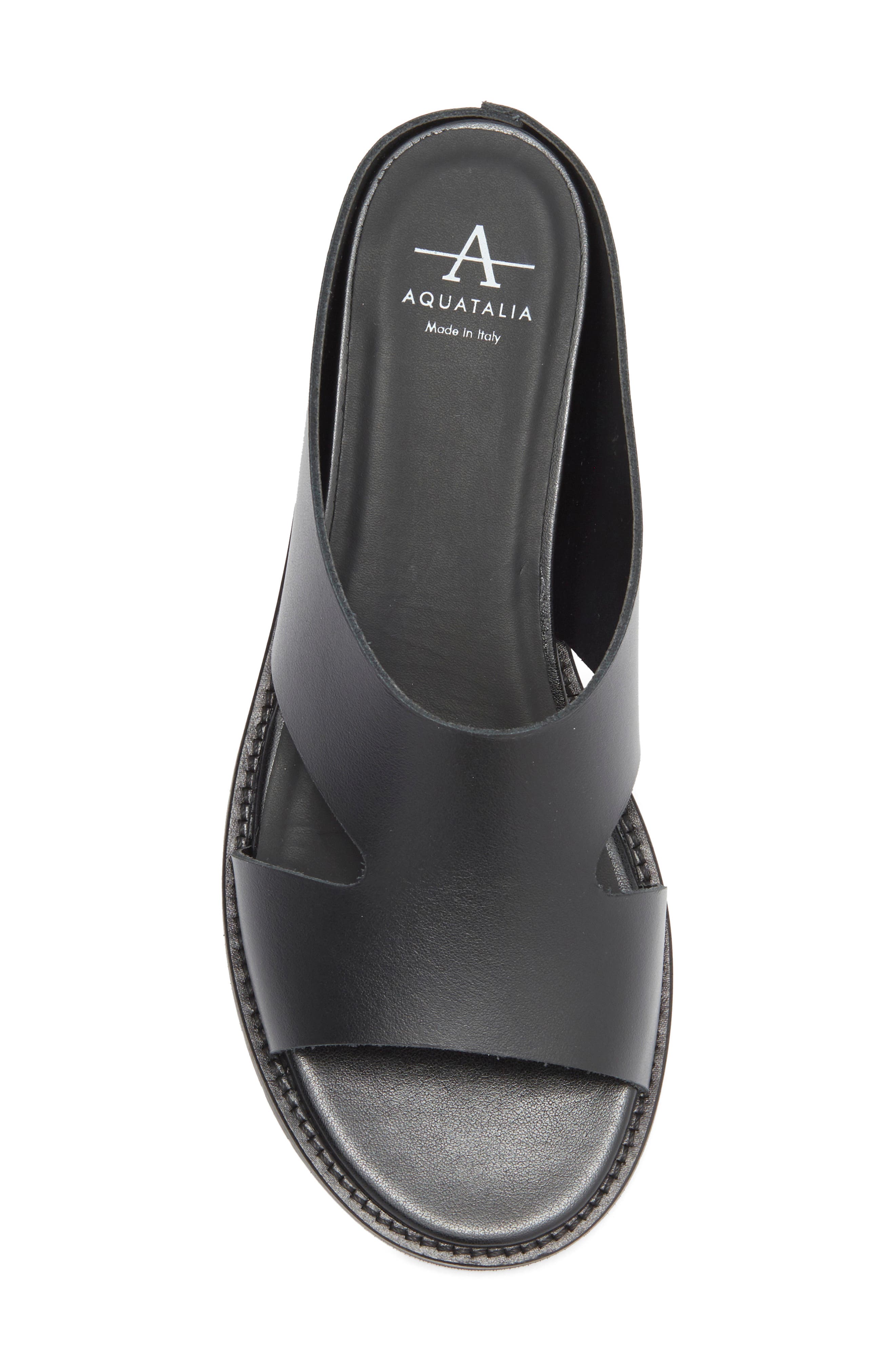 Aquatalia Petra Wedge Sandal, Alternate, color, Black Leather