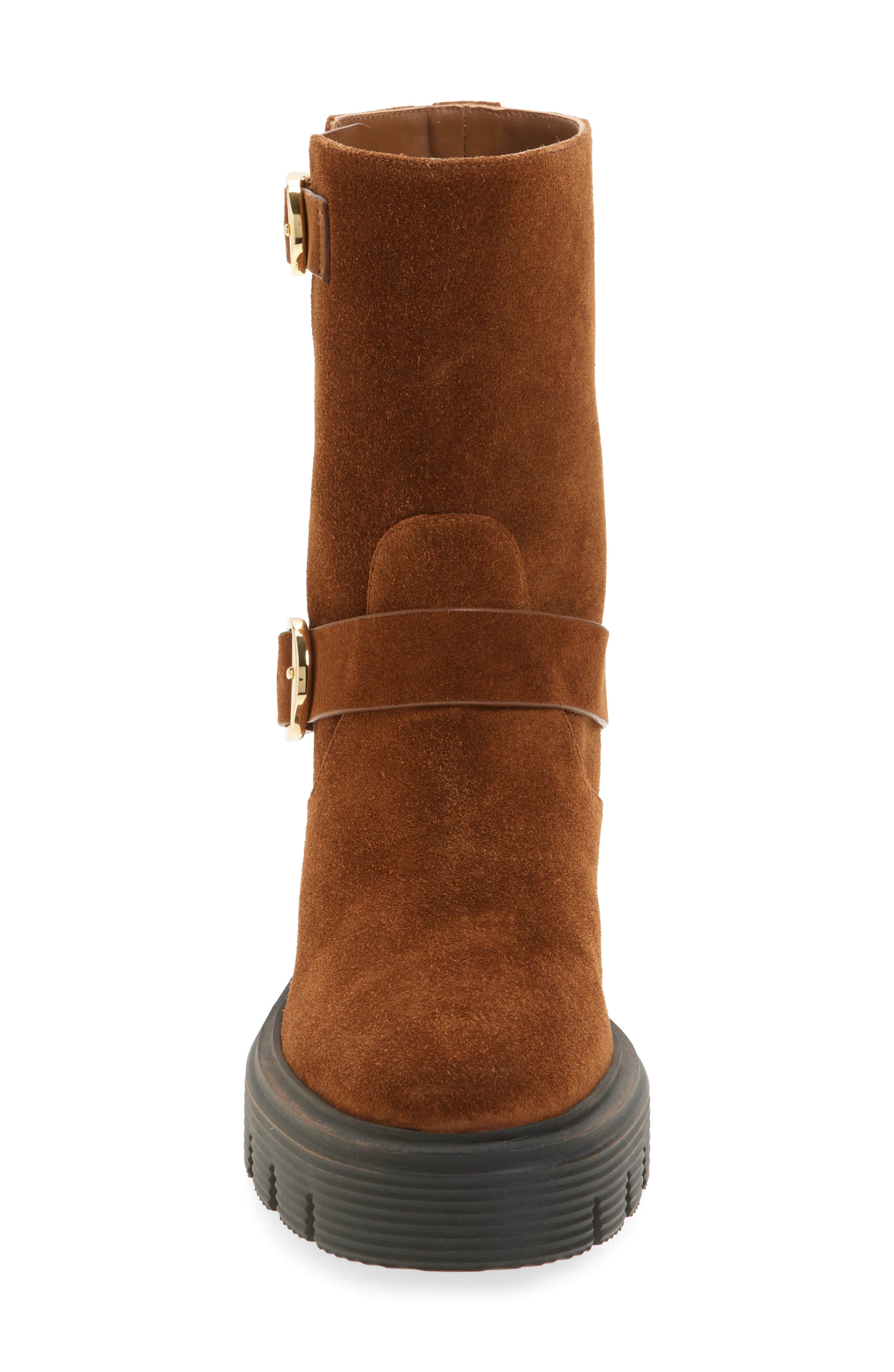 Stuart Weitzman Soho Moto Bootie, Alternate, color, Coffee