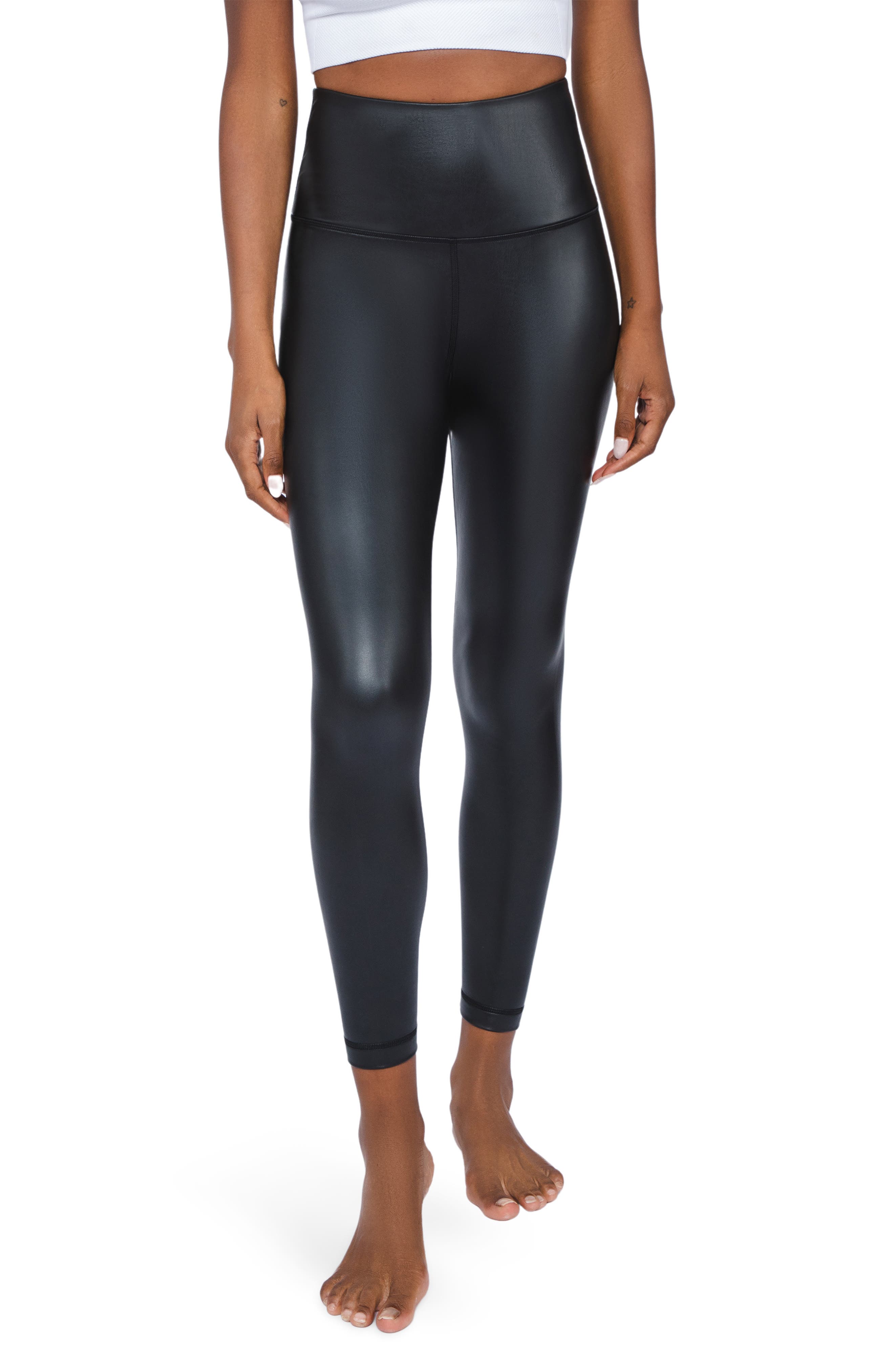 90 DEGREE BY REFLEX Fleece Lined Faux Leather Leggings