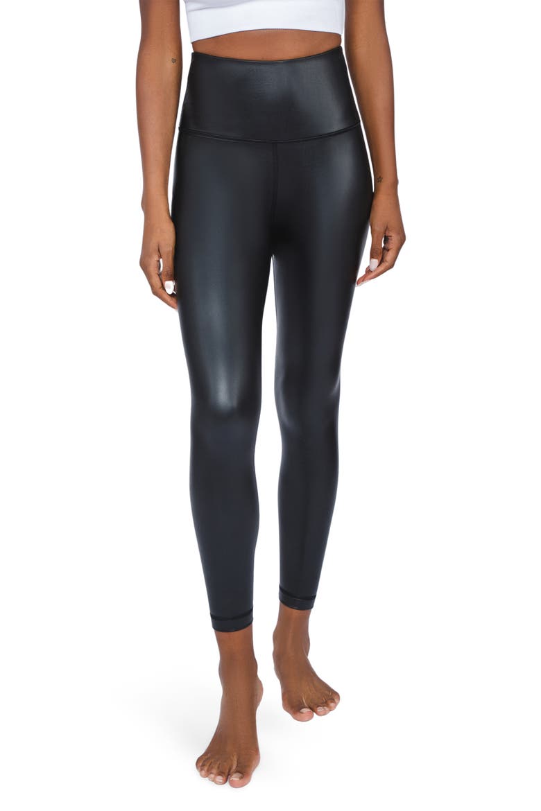 Fleece Lined Faux Leather Leggings, Main, color, BLACK
