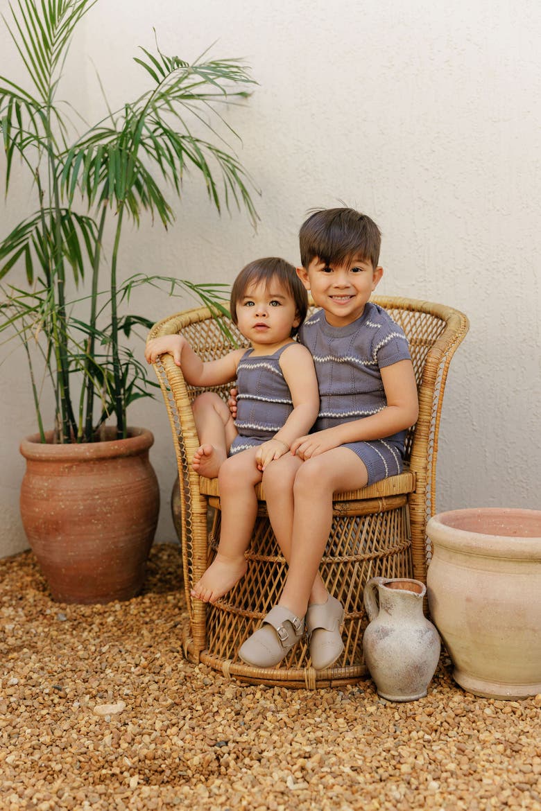 Looms Holland Collection - Boys Wave Knit 2 Piece Set, Alternate, color, Blue/Ivory