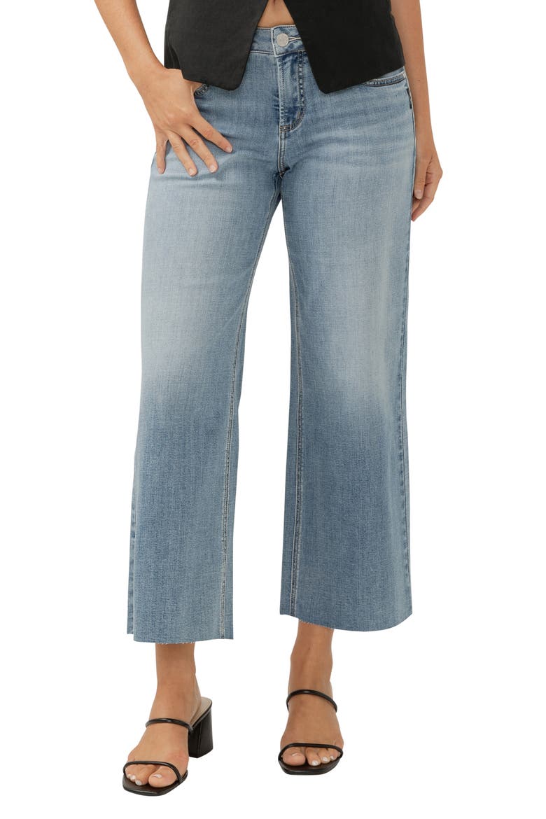 Suki Curvy Raw Hem Mid Rise Ankle Wide Leg Jeans, Alternate, color, INDIGO