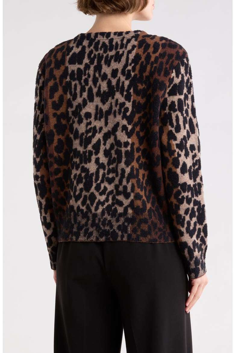 V-Neck Leopard Cardigan, Alternate, color, BURNT SUGAR COMBO