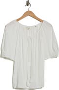 MAX STUDIO Lace Inset Elbow Sleeve Top