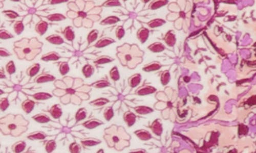 Lucky Brand Mix Print Flutter Sleeve Top In Pink Combo