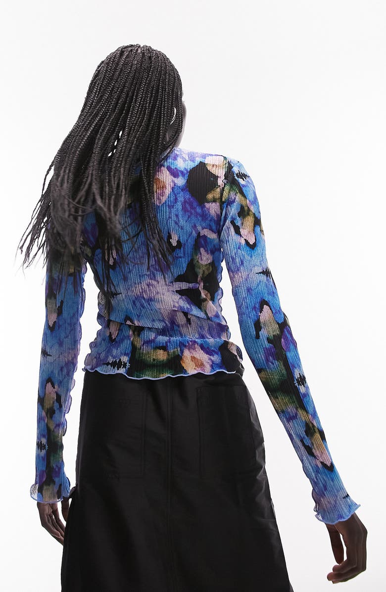 Topshop Floral Print Mock Neck Knit Top, Alternate, color,