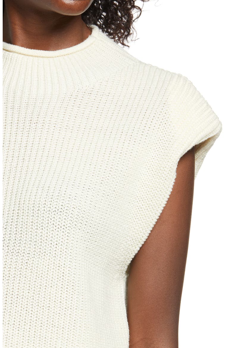Padded Shoulder Sleeveless Sweater, Alternate, color, BIRCH