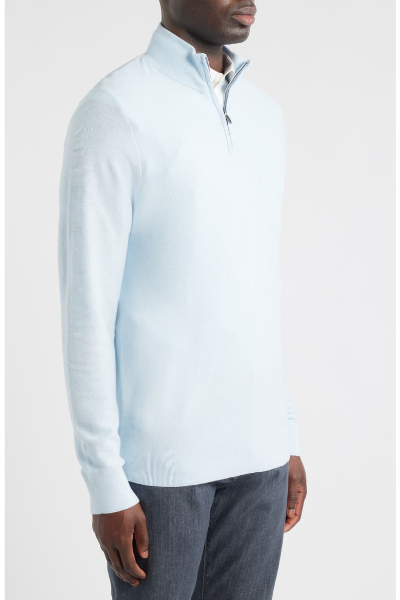 Cotton & Silk Quarter Zip Sweater, Alternate, color, BLUE DIAMOND