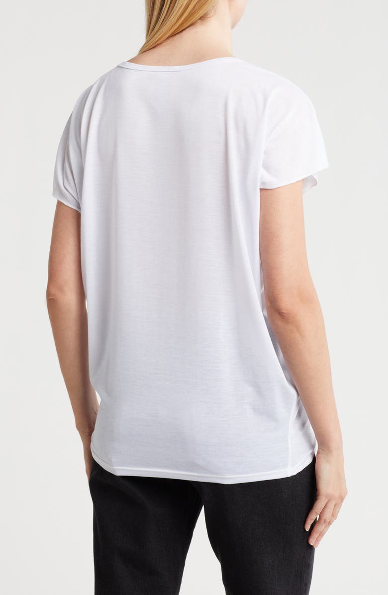 GO COUTURE Dolman Sleeve Tee, Alternate, color, White Black Sunflower Print