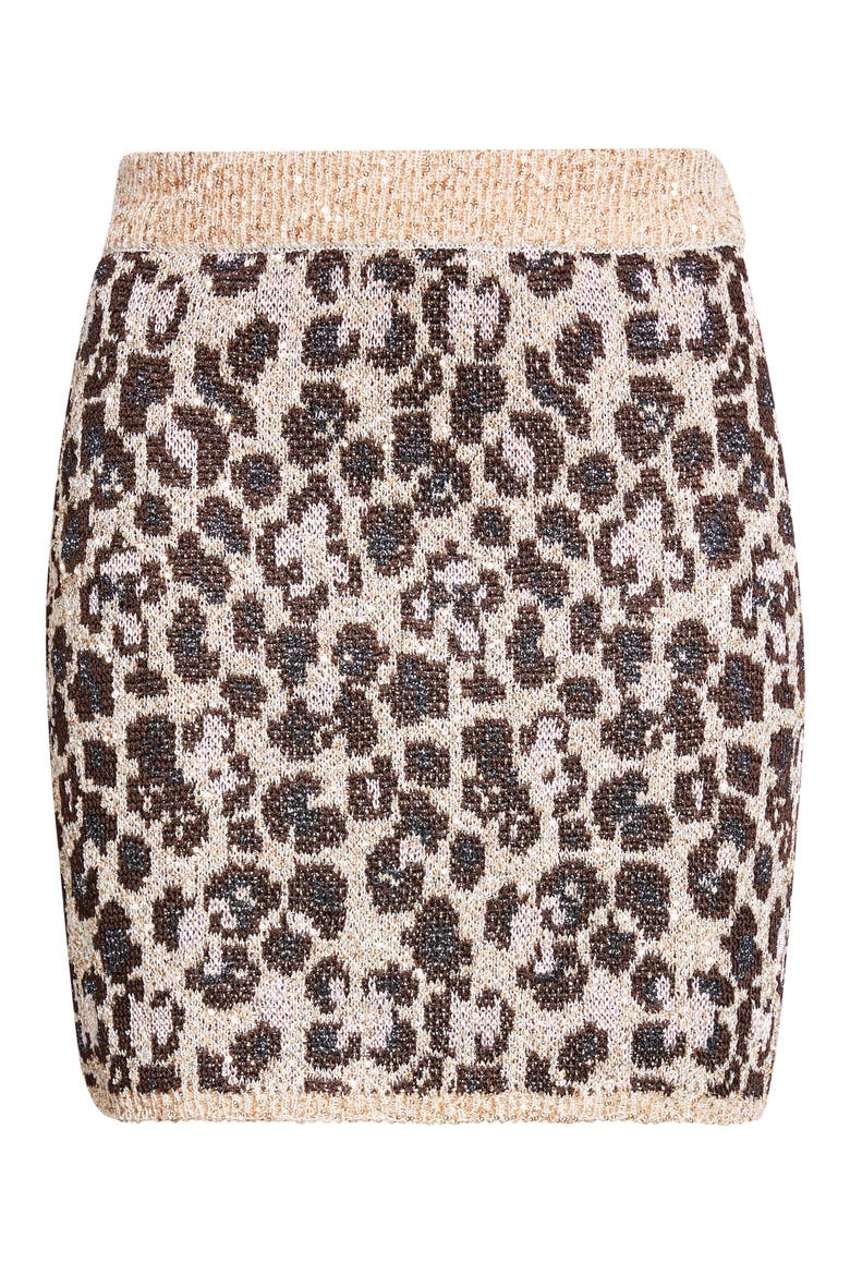 Animal Jacquard Sequin Sweater Skirt, Alternate, color, BEIGE BASE