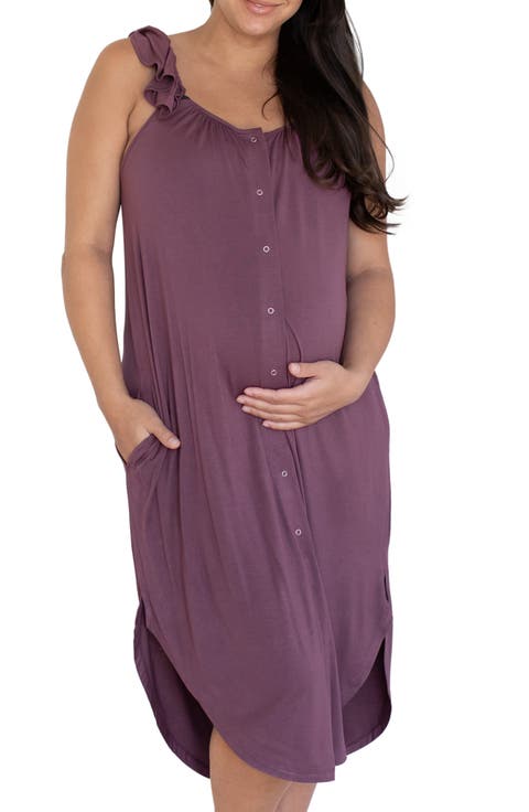 Ruffle Strap Labor & Delivery Gown