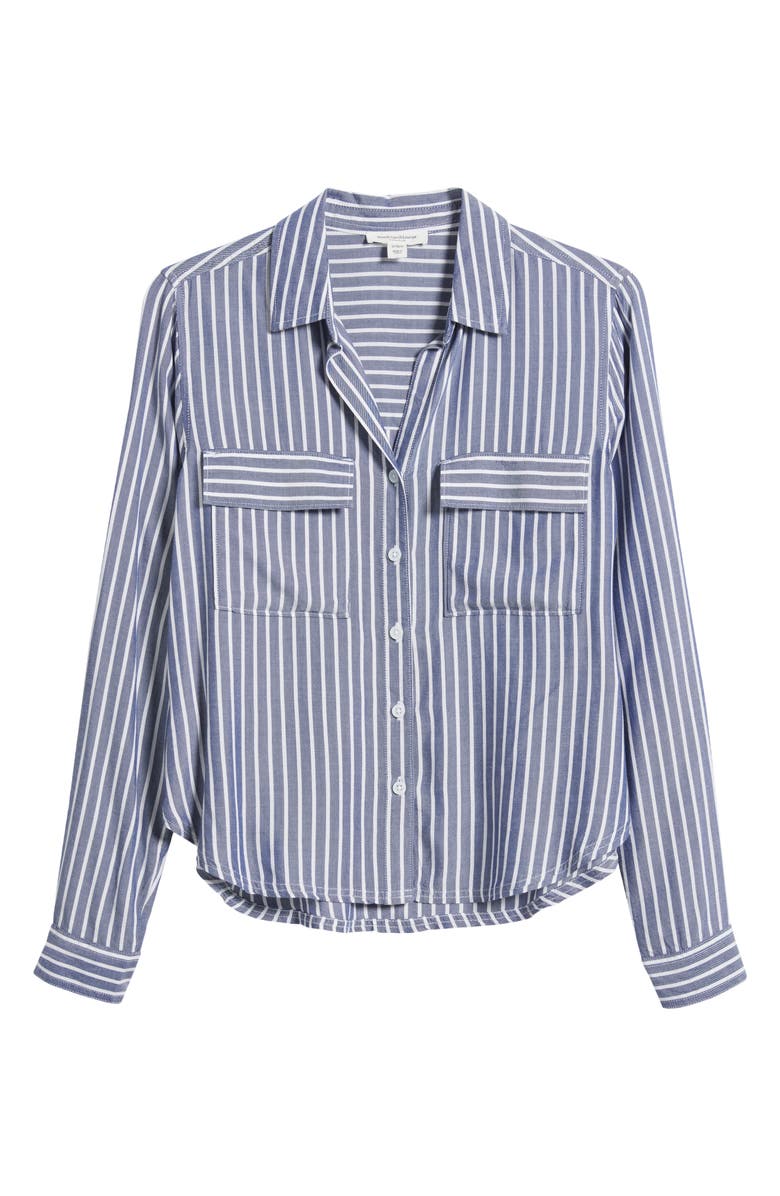 beachlunchlounge Fallon Crop Button-Up Shirt, Alternate, color, Blue Tide